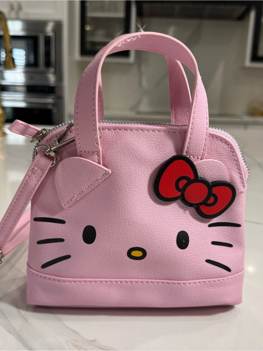 Hello Kitty Kids Pink Character Crossbody Purse with Bow Accent
